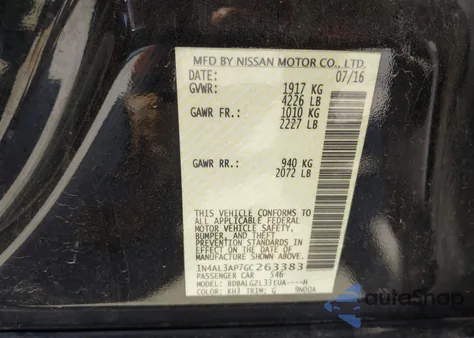 2016 Nissan Altima 2.5 S from USA, damaged, VIN 1N4AL3AP7GC263383